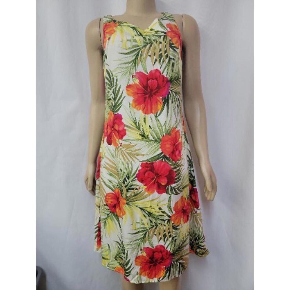 Two Palms Hibiscus Print Hawaiian Women's Sleeveless Dress Size M NEW #C - Picture 9 of 13